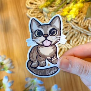 Silly Tabby Cat Sticker - 3in - Waterproof/Weatherproof/Phone Case/Laptop/Notebook Cover Decor/Cat Lover/