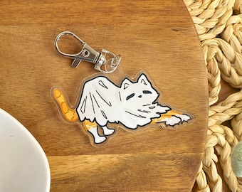Ghost Kitty Keychain- 3in - Waterproof/Weatherproof/Keys/Collectible/Charm/Lanyard