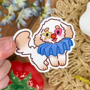 Cute Puppy Clown Sticker - 2.5 in - Waterproof/Weatherproof/Phone Case/Laptop/Notebook Cover Decor