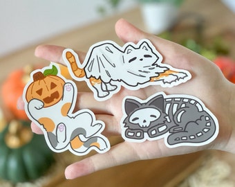 Spooky Kitties Sticker Set - 3in - Waterproof/Weatherproof/Phone Case/Laptop/Notebook Cover Decor