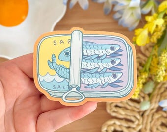Sardine blikken sticker - 2,5 inch - waterdicht/weerbestendig/telefoonhoesje/laptop/notebook omslagdecor