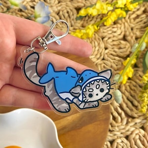 Shark Kitty Keychain- 3in - Waterproof/Weatherproof/Keys/Collectible/Charm/Lanyard