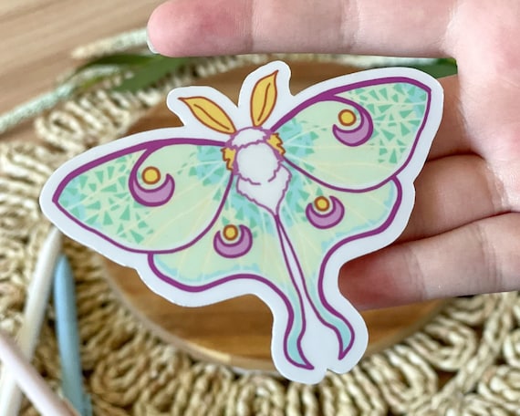 Cute Luna Moth Sticker - 3in - Waterproof/Weatherproof/Phone Case/Laptop/Notebook Cover Decor