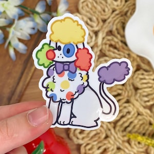 Colorful Poodle Clown Sticker - 2.5 in - Waterproof/Weatherproof/Phone Case/Laptop/Notebook Cover Decor
