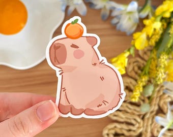 Capybara Sticker - 2.5 in - Waterproof/Weatherproof/Phone Case/Laptop/Notebook Cover Decor/Orange