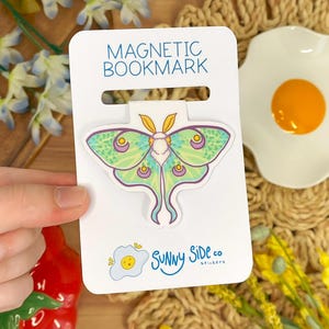 Marcador magnético Luna Moth, 2 pulgadas, resistente al agua, resistente a la intemperie, para marcar páginas de libros, soporte de lectura, magnético, resistente, para insectos, regalo