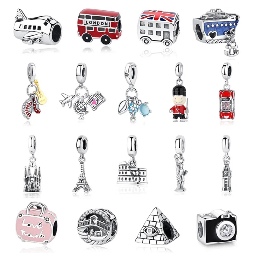 Original 925 Sterling Silver Charm Bead Travel London Bus Camera