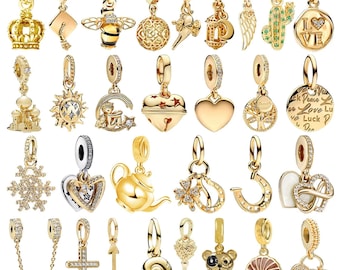 s925 Gold überzogene Charme-Perlen-passende ursprüngliche reale Charme-Silber 925 Korn-Armband für Frauen Diy Modeschmuck -Muttertagsgeschenk für sie