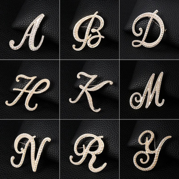 Initiales en lettres simulées avec lettres perlées en plaqué or Bijoux Cadeaux pour homme, femme, fille ou maman