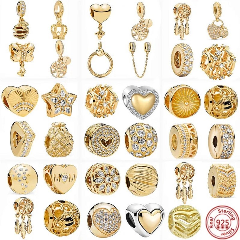 NIEUWE 925 Sterling Zilver Gouden Charme Kroon Familie Boom Veiligheidsketen Holle Kralen Fit Originele charms Armbanden Vrouwen Sieraden, DIY geschenken afbeelding 1