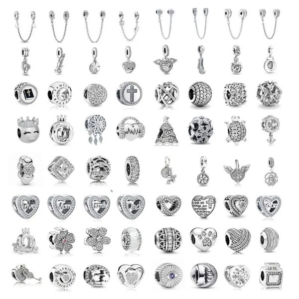 Fit charm 925 Original Bracelets White Stone Series Heart Wing Cross 925 Silver Plated Charms Beads DIY Birthday Jewelry Gift for her