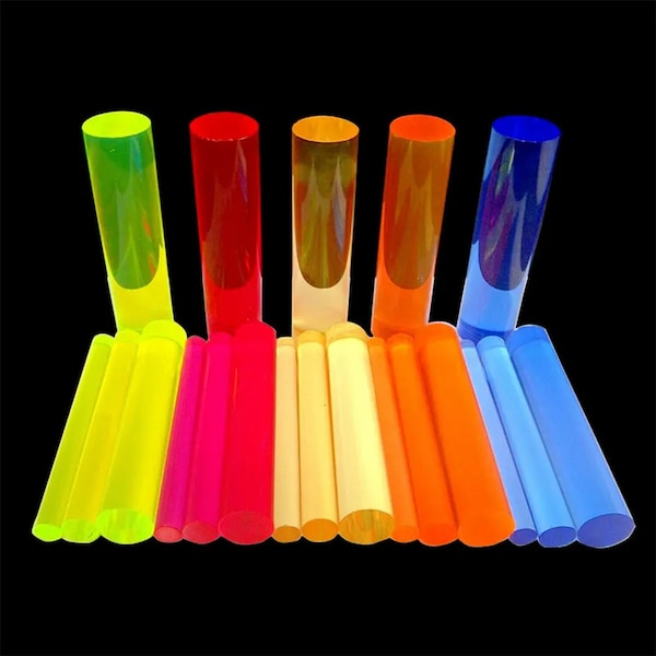 7 Different Colors Round Clear Acrylic Rods Dowels Rod Green Red Yellow Orange Blue