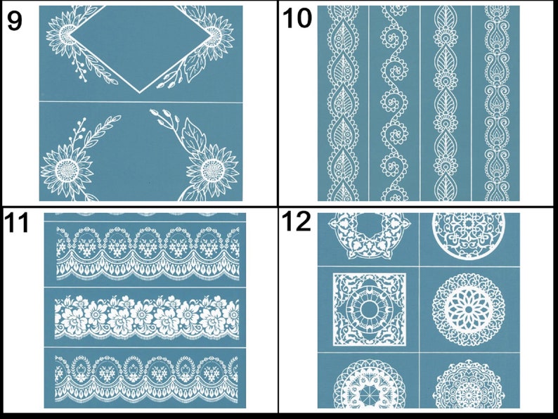 15 Styles Selfadhesive Silk Screen Printing Stencil Festival Themed