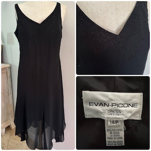VTG Evan Picone Black Asymmetrical Evening Dress