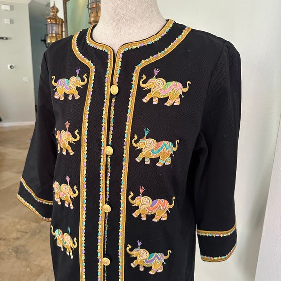 Bob Mackie Wearable Art Elephant Themed Blazer Ja… - image 2