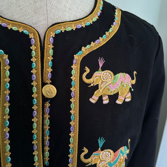 Bob Mackie Wearable Art Elephant Themed Blazer Ja… - image 3