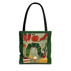 Very Hungry Caterpillar Story Book Tote Bag | Faux Embroidered, Kids Book Lover Gift, Reading Bookworm Bag, Library Book Club Tote, Literary