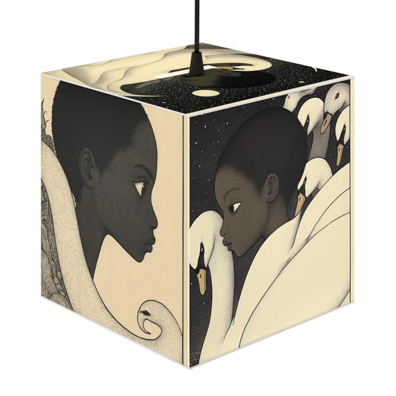 Cube Lamp, Swan Lullaby Story Cube Lamp Drift Off in a Dream, Night Light, Bedroom Decor, Nursery Lamp, LED Lamp, Kids Room Decor