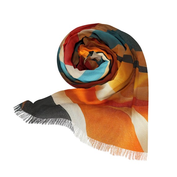 Orange Elegant Summer Pattern Artisan Light Scarf: She Boujie
