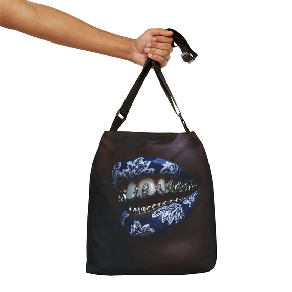 Blue Toile Girl Grilz Boujee Adjustable Tote Bag