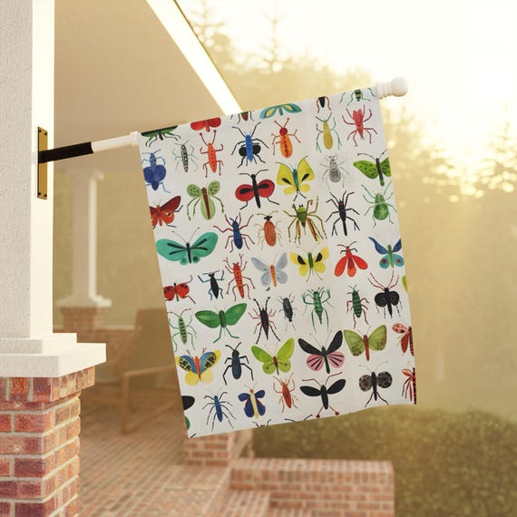 Garden Insect Flag, Vibrant Outdoor Décor, Bug Enthusiast Gift, Nature Inspired Garden Banner, Colorful Yard Flag