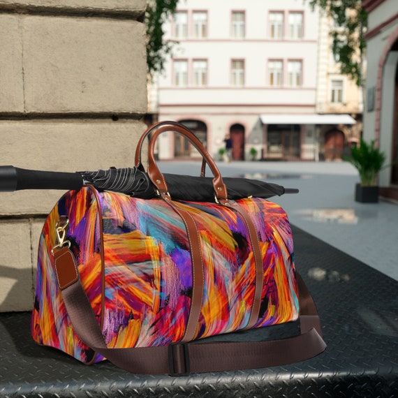 Multicolored Elegant Kaleidoscope Pattern Waterproof Weekender Travel Bag: Pablo's Beatbox Palette