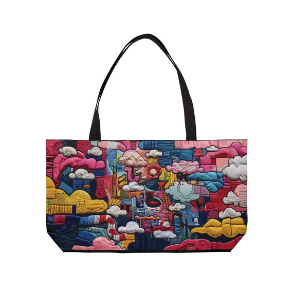 Cartoon Street Graffiti Quilt Print Weekender Tote Bag