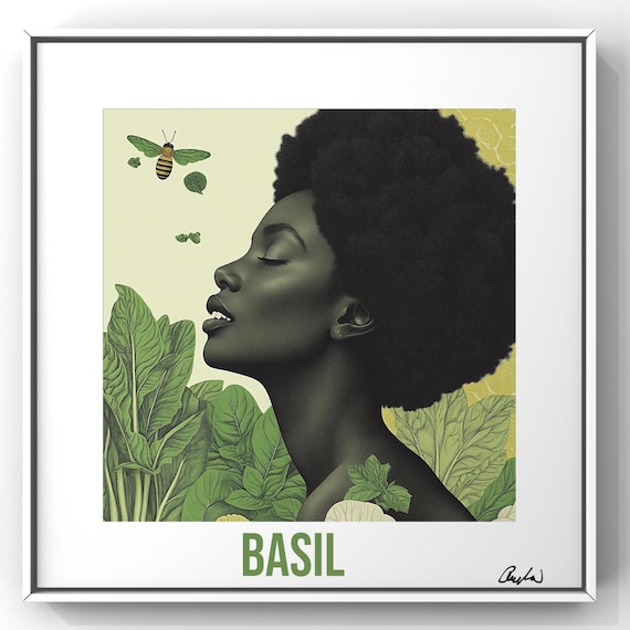 Basil Art Print – Eat Pretty Series | Farm to Frame Collection Kitchen Spring Summer Cooking