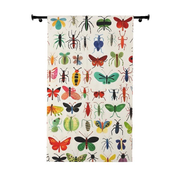 Kids' Window Curtains, Insect Bug Butterfly Exploration - Fun & Educational, Bug-Themed Nursery Decor, Baby Shower Gift, Cozy Playtime, Home