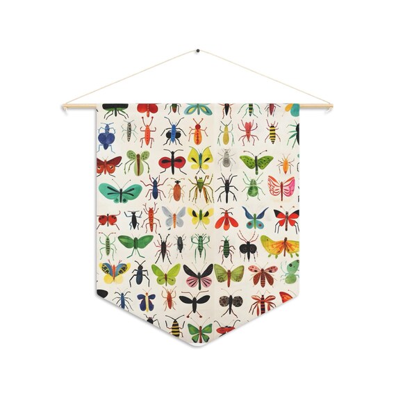 Insect-Inspired Pennant Banner, Vintage Insect Decor, Bug Wall Hanging, Nature Lover Gift, Kids Room Decor, Science Classroom Decoration