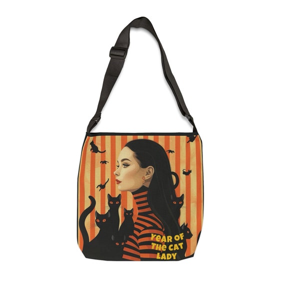 Year of the Cat Lady- Harris 2024-Black and Orange-Halloween-Understand the Assignment Adjustable Tote Bag