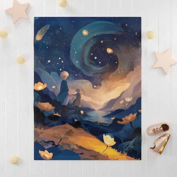 Baby Blanket, Little Prince Children's Book Inspired Favorites, Soft Fleece Throw for Nursery, Toddler, Newborn Gift, Baby Shower Present,
