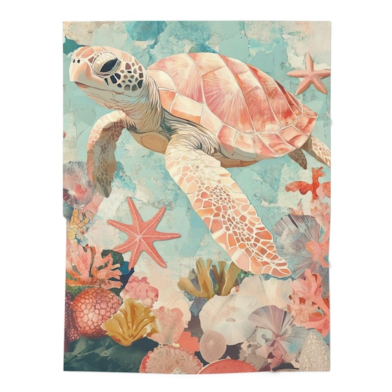 Coral Reef Baby Swaddle Blanket - Cute Sea Turtle Design