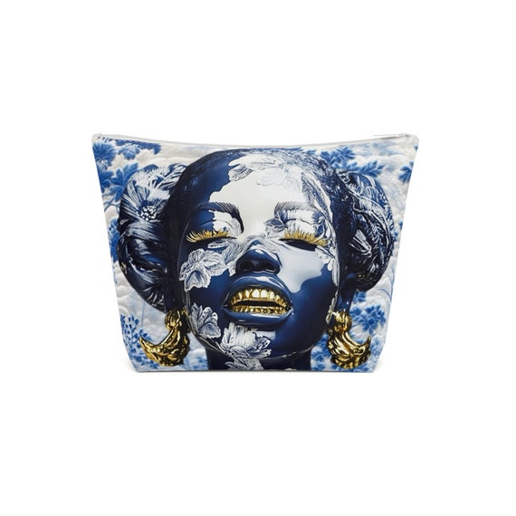 Girl Toile Grillz Black Girl Magic Cotton Cosmetic Bag