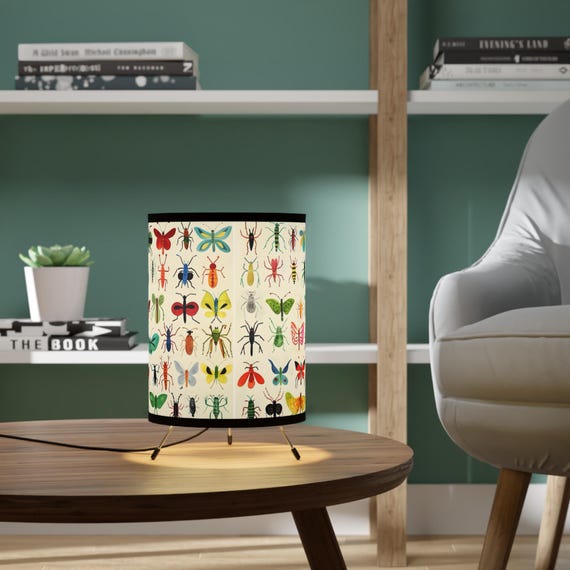 Nature Inspired Buggy Bugs Life Nursery Kids Room Insect Tripod Lamp with High-Res Printed Shade, US\CA plug