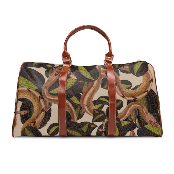 Faux Snake Print Garden of Eden Waterproof Weekender Travel Bag: Eden