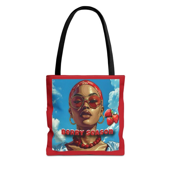 Berry Season Farmers Market Urban City Market-Strawberry Picking Farmers Market-Black Girl Magic Tote Bag (AOP)