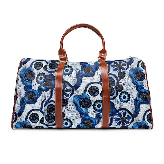 Blue Elegant Pattern Waterproof Travel Bag