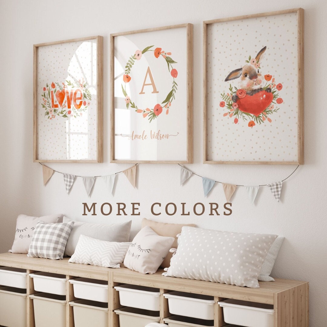Custom Name Wall Art for Kid's Room - Personalized Nursery Wall Decor ...