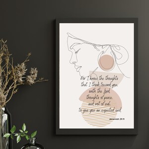 Lámina mural minimalista cristiana. Impresión &quot;Sé lo que pienso acerca de ti&quot;, obra de Jeremías 29:11 (PDF)