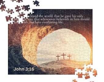 Christian themed Jigsaw puzzle - John 3:16 , biblical jigsaw puzzles for all ages.