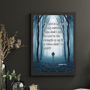 Psalm 27 1 printable wall art | Bible verse wallart | The Lord is my light and salvation scripture art