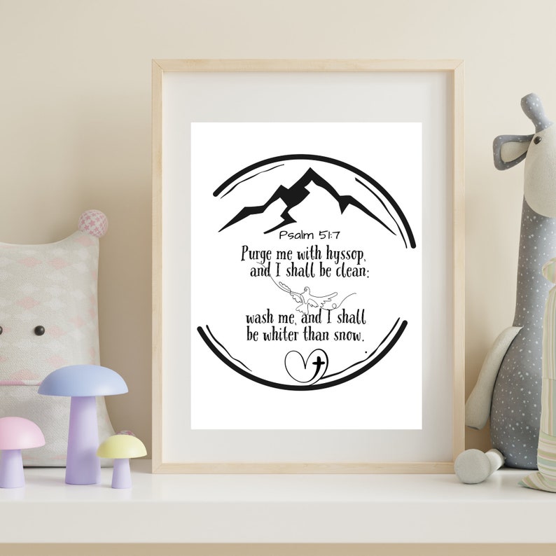 Printable Psalm 51:7 Kjv Christian Wall Art Poster // Purge Me With ...