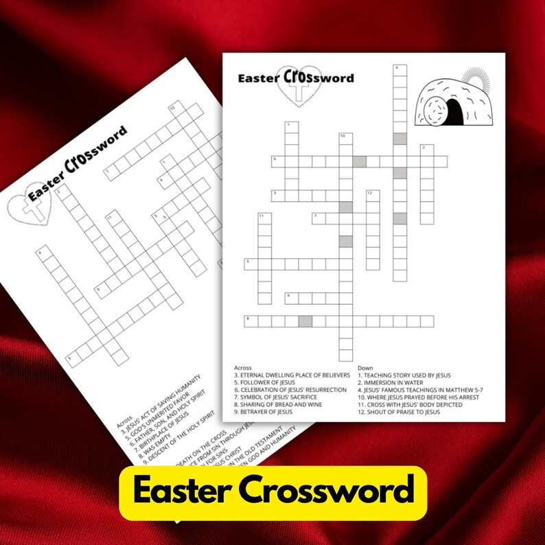 Easter Crossword Game Bible Crossword Puzzle Printable Sunday School Easter Crossword Game Bible Crossword Puzzle Printable Sunday School