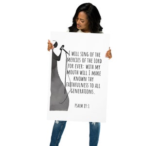 Christian Minimalist Decor | Bible verse poster Psalm 89:1 | Christian wall art | Thich matte paper | Modern christian art | large scripture
