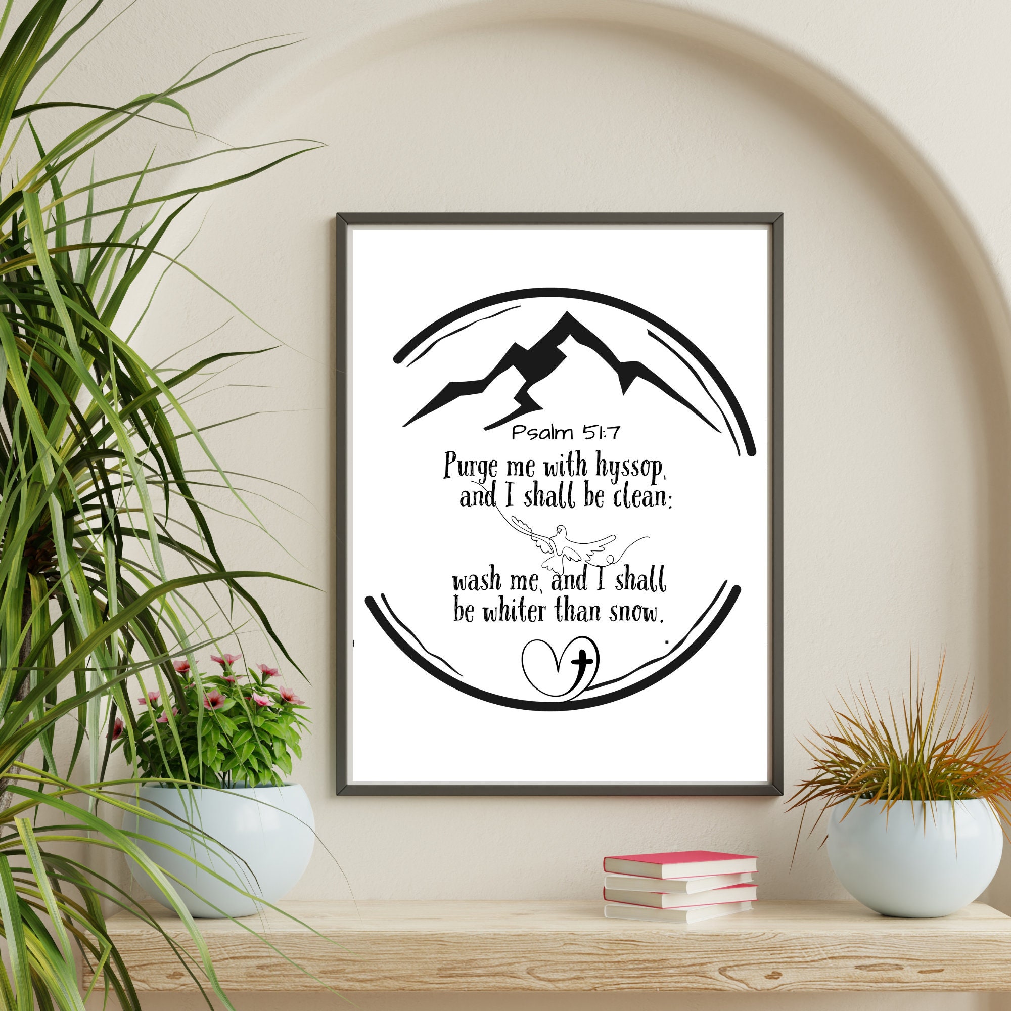 Printable Psalm 51:7 Kjv Christian Wall Art Poster // Purge Me With ...