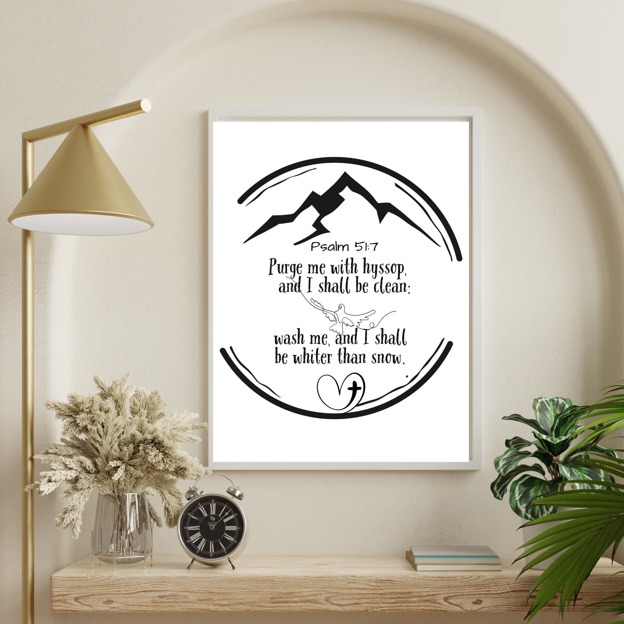 Printable Psalm 51:7 Kjv Christian Wall Art Poster // Purge Me With ...