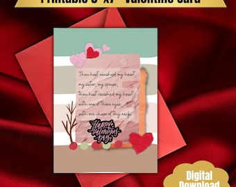 Tarjeta cristiana de San Valentín / Cantar de los Cantares 4:9 (Descarga PDF)