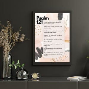 Psalm 121 printable wall art | Bible verse wallart | I will lift up mine eyes unto the hills scripture art | Modern Christian wall art