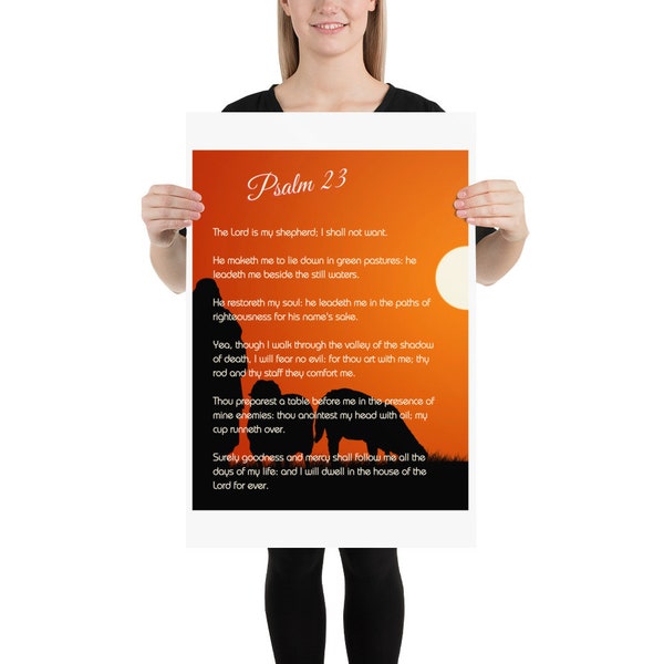 Psalm 23 Poster // The Lord is my shepherd Poster. 23rd Psalm Poster.